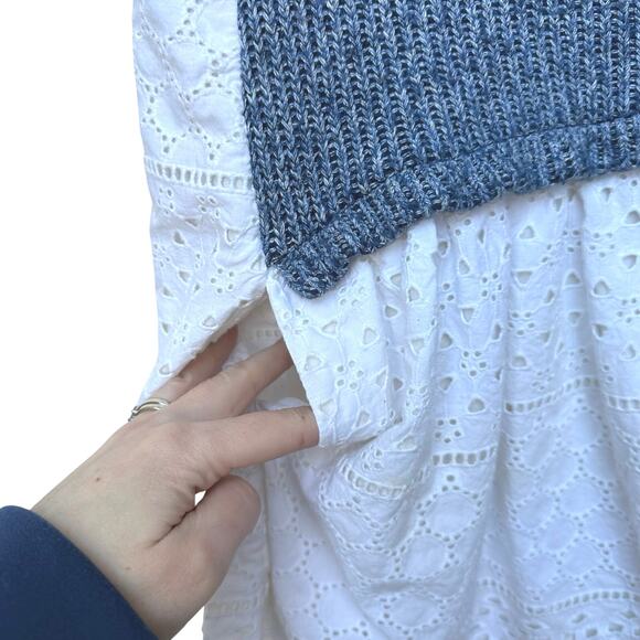 Thakoon Addiction Blue and White Eyelet Mini Dress / Tunic Size 8 - Picture 5 of 10